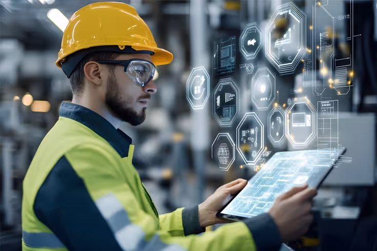 Person typing on a laptop keyboard with futuristic digital data and cybersecurity graphics overlay. | Architecture in Motion | AIM