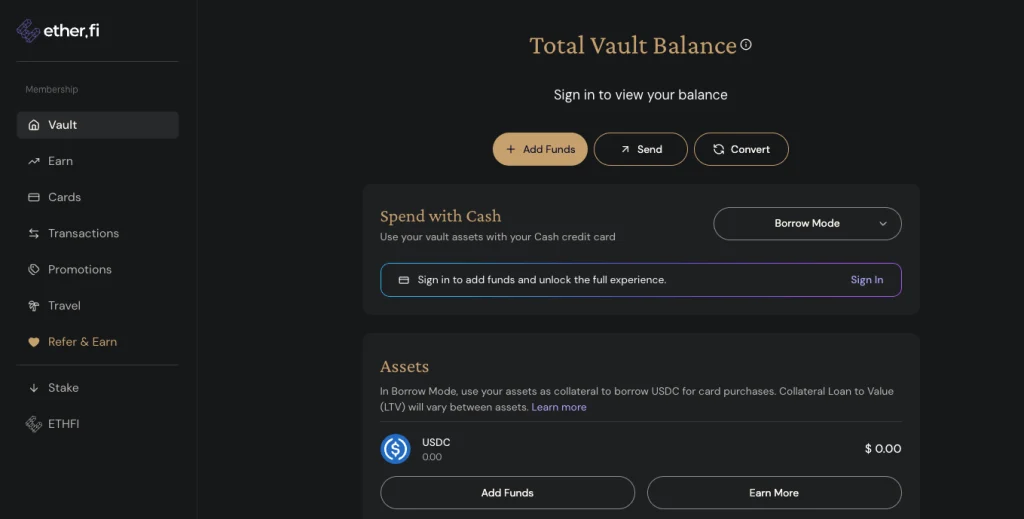 EtherFi Neobank DeFi products