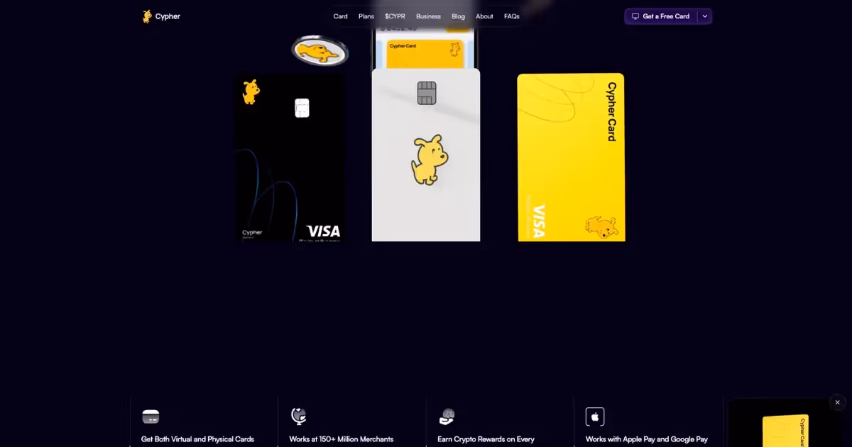 A screenshot of Cypher crypto card