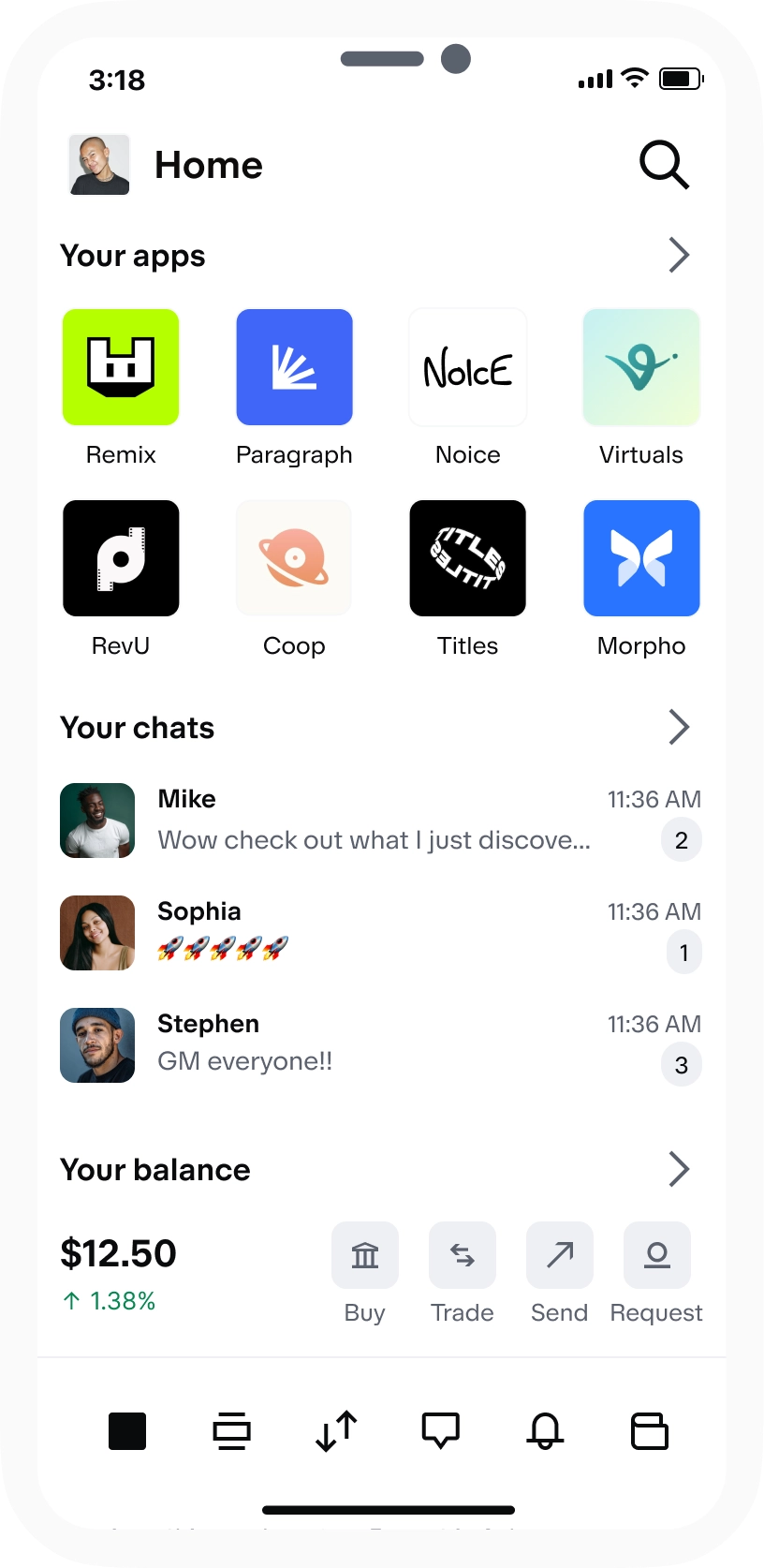 A mobile interface of Base App