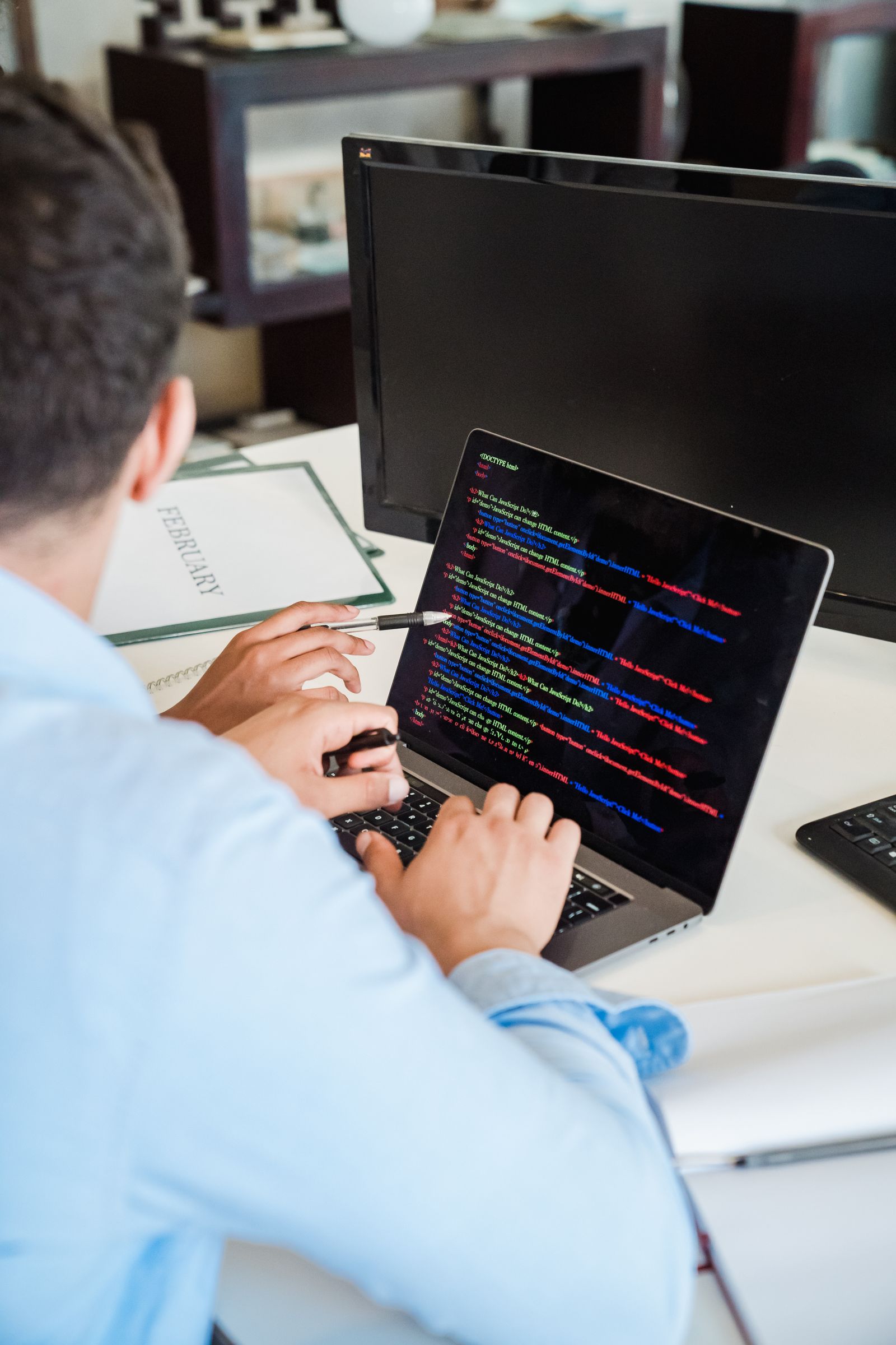 Person working on a laptop