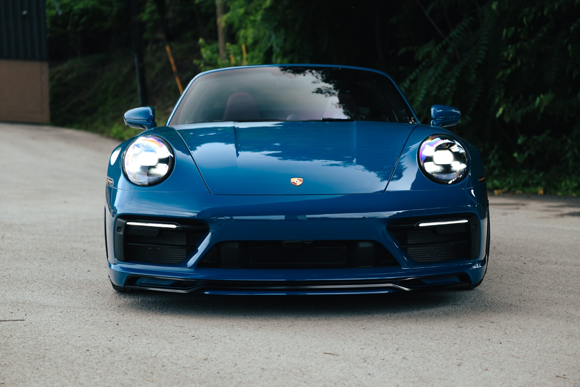 Blue Porsche 911 Targa 4S front view, Titan Motoring Nashville