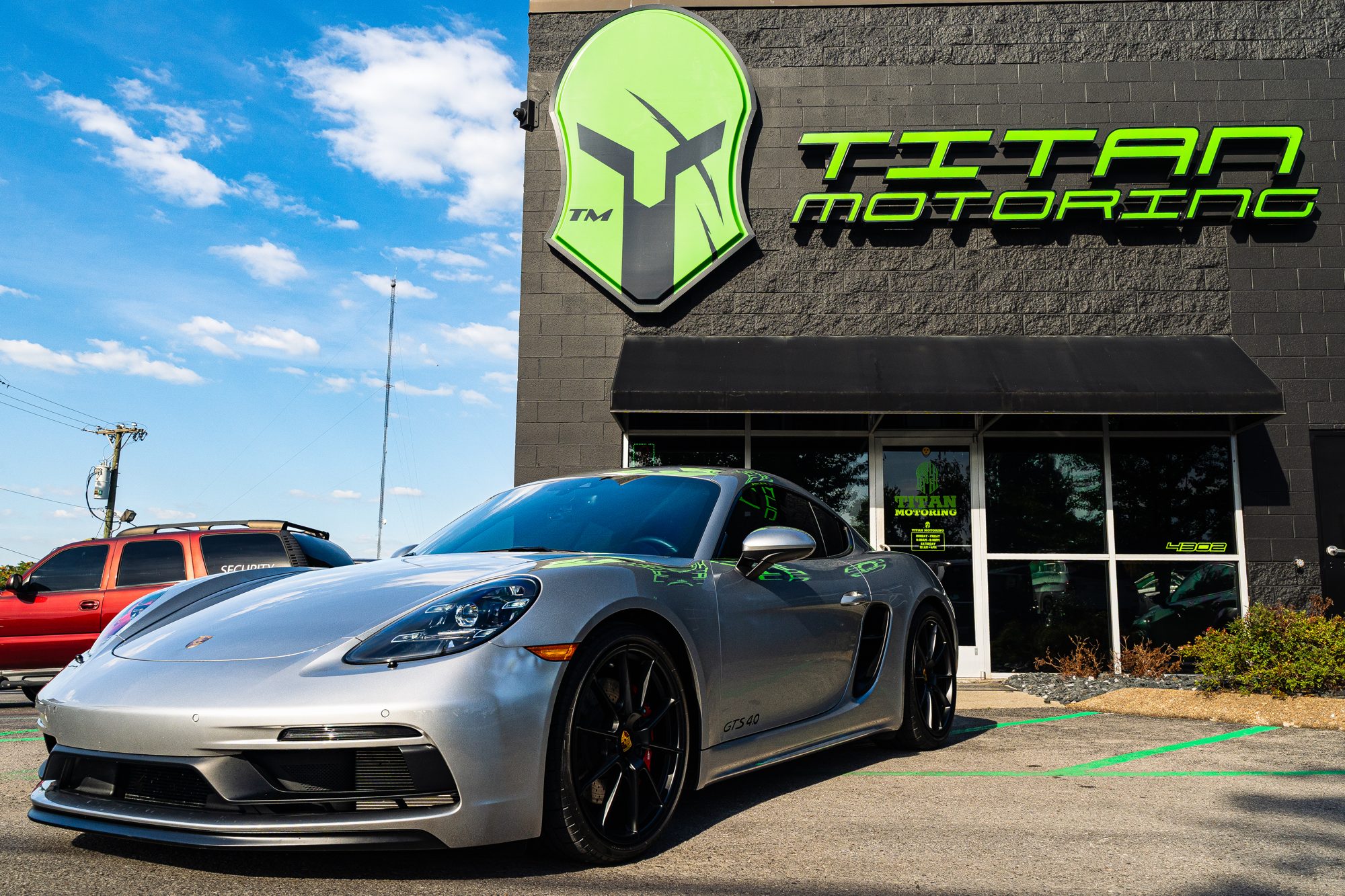 2021 Porsche 718 Cayman GTS front view after radar and laser install