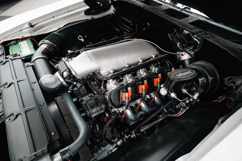 LS engine bay with Holley EFI and Wilwood hydroboost in a 1972 Chevelle