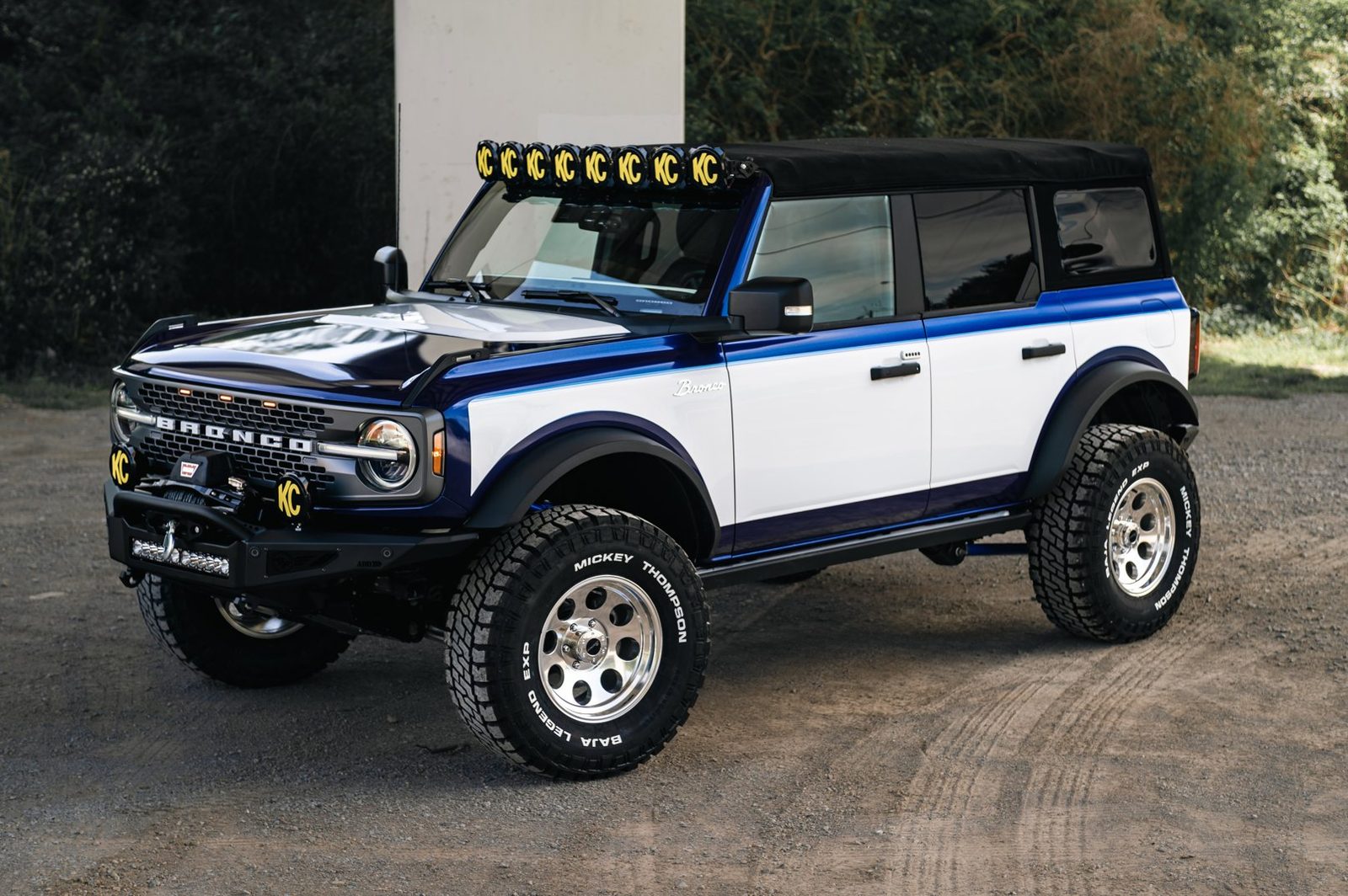Ford Bronco with ADD Rock Fighter bumpers, Warn winch and KC light bar, Nashville