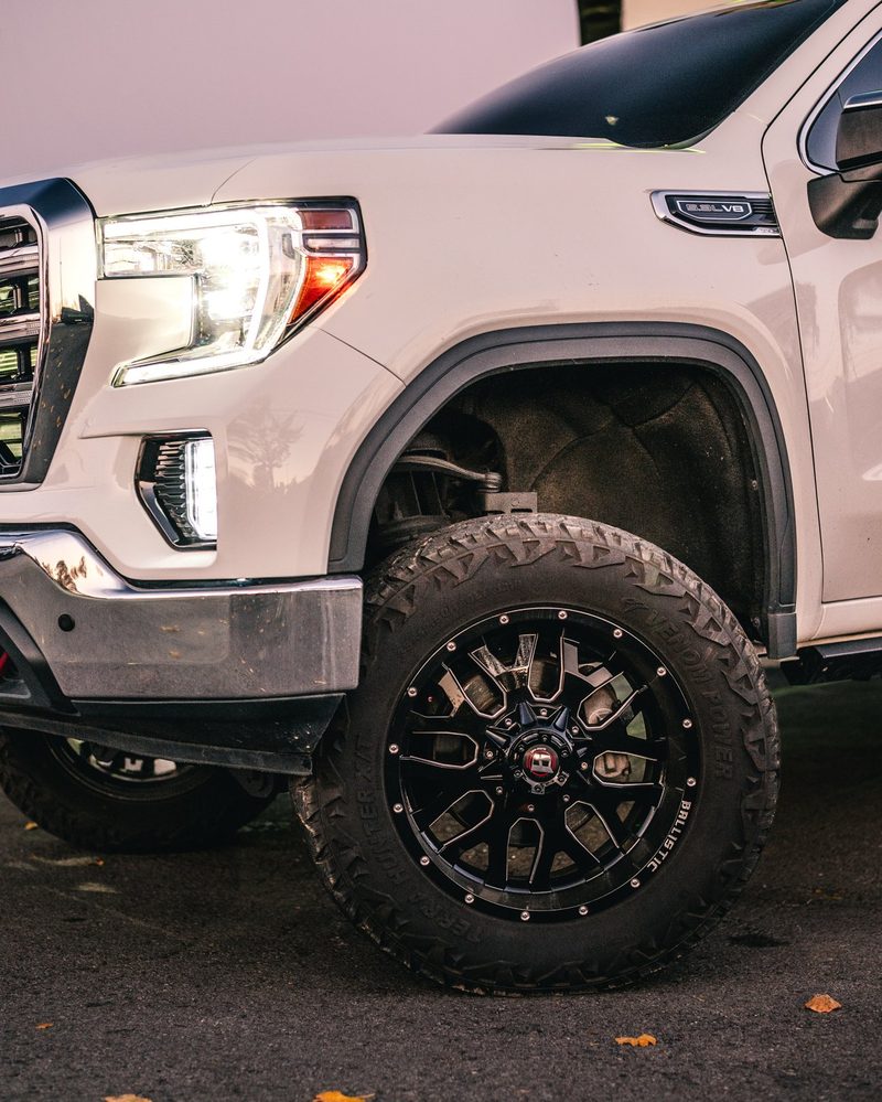 Ballistic wheel with Venom Power Terra Hunter X/T tire on a lifted GMC Sierra