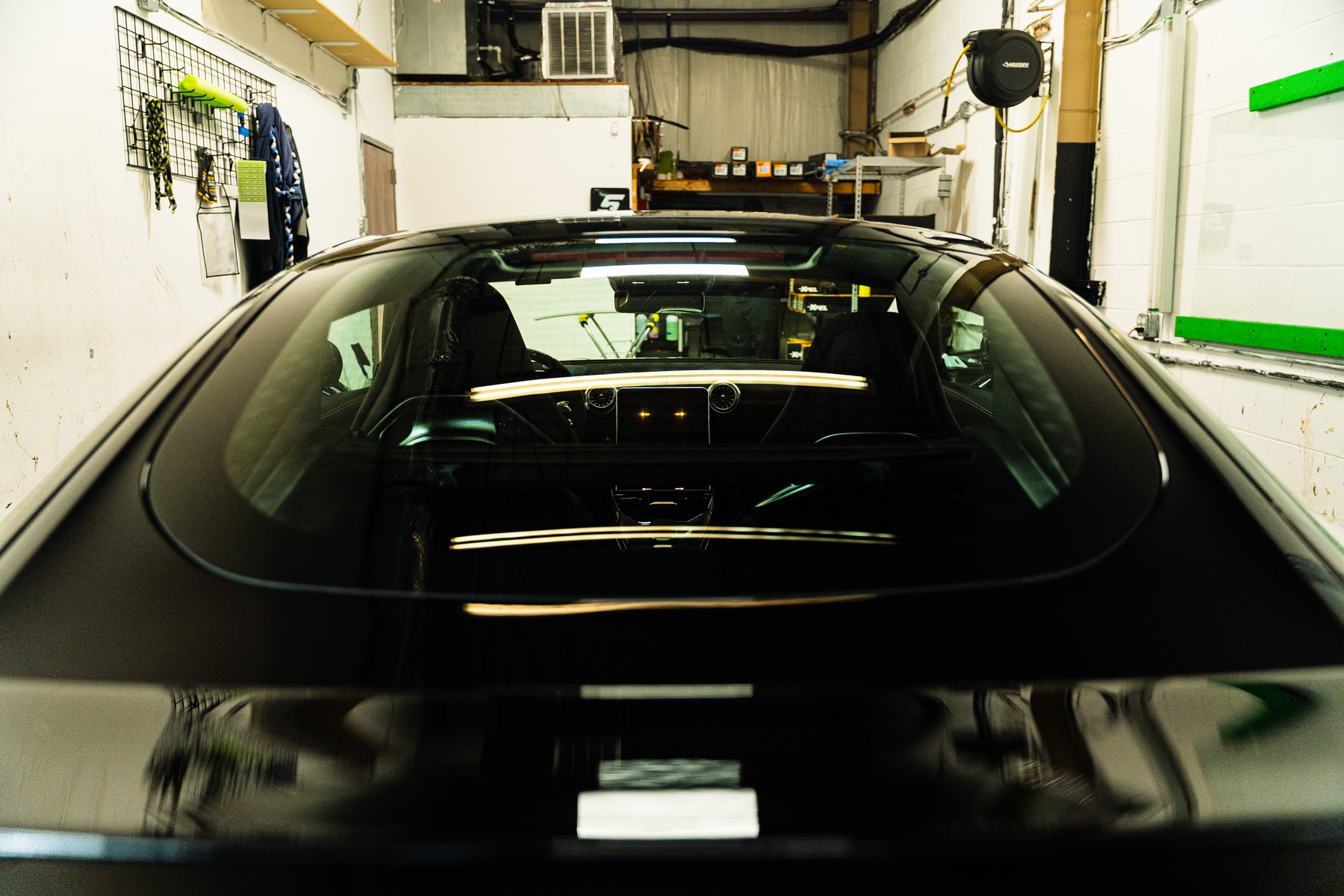 Stage 3 XPEL XRPlus tint on the rear glass of a Mercedes-AMG GT 55