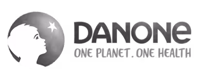 Logotipo de Danone con perfil de niño mirando hacia una estrella y el texto 'One Planet. One Health'.