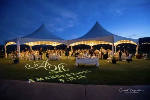 Large wedding reception setup at Redlands Mesa showcasing guest capacity and celebration