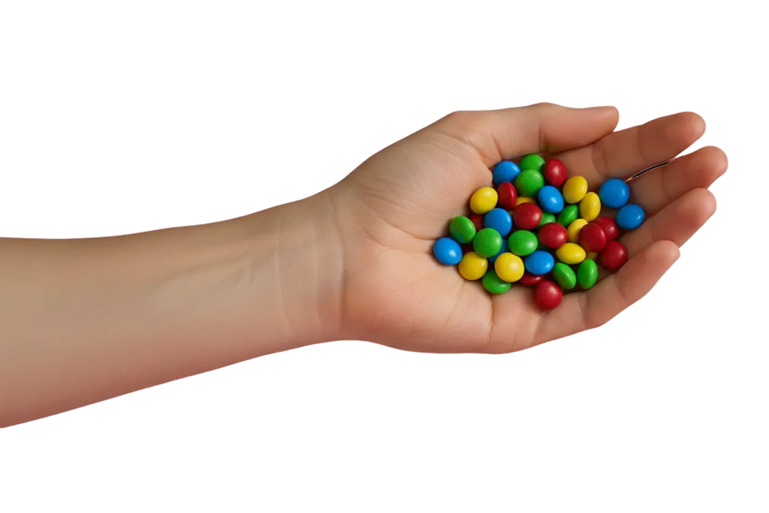 Hand holding colorful potpots sugar-shelled THC chocolate edibles