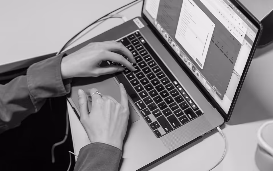 working on a laptop computer