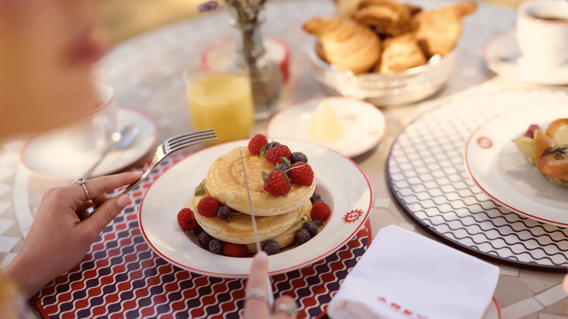 A colorful and delicious brunch spread served at a premier dining spot in Saint-Tropez.