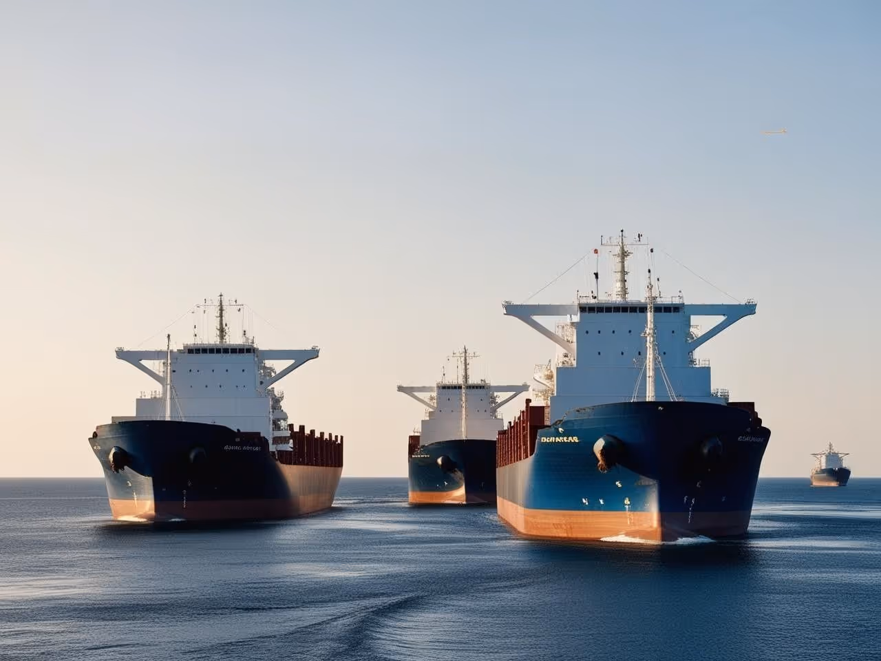 Container ship at sea representing global maritime shipping
