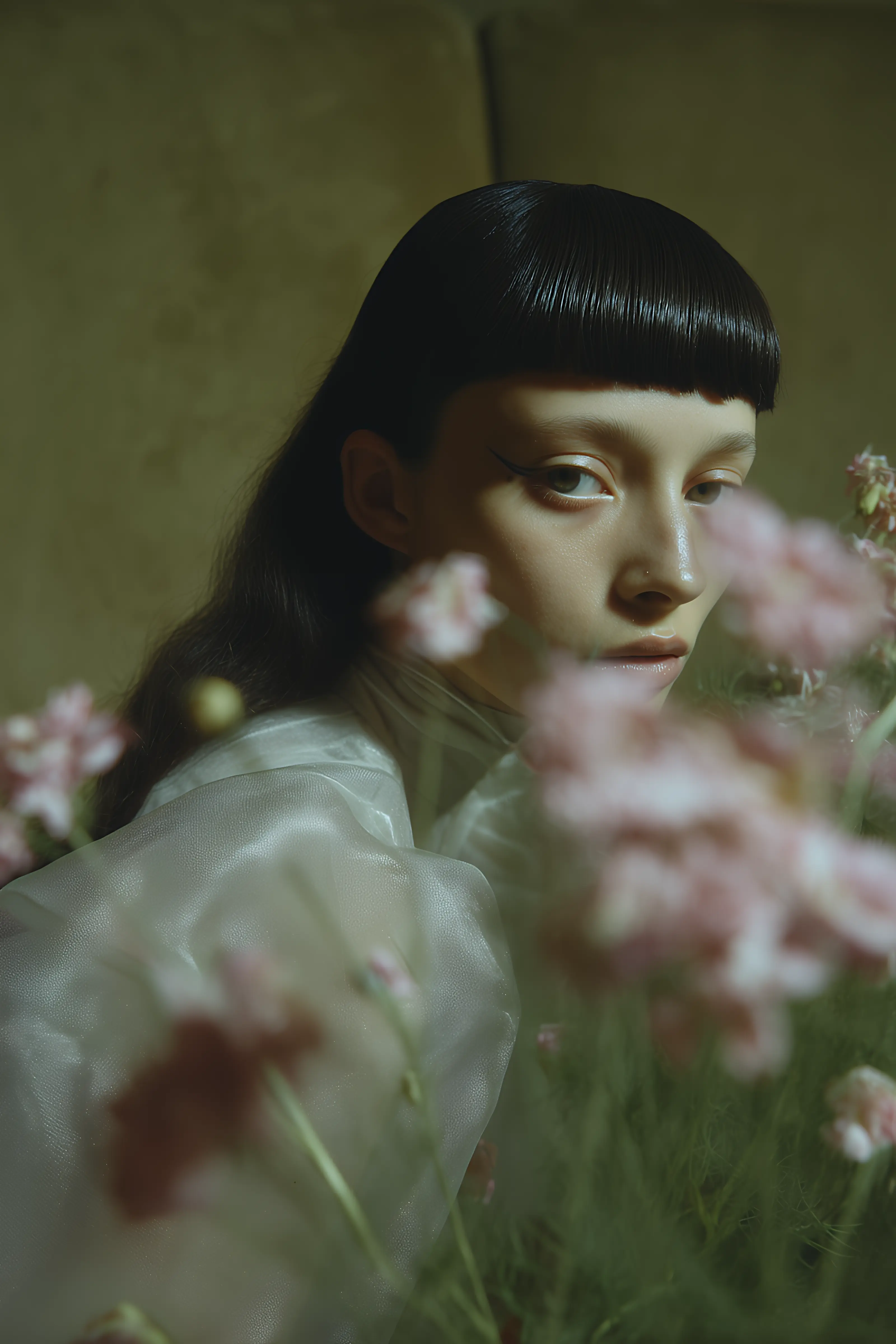 Green floral portrait