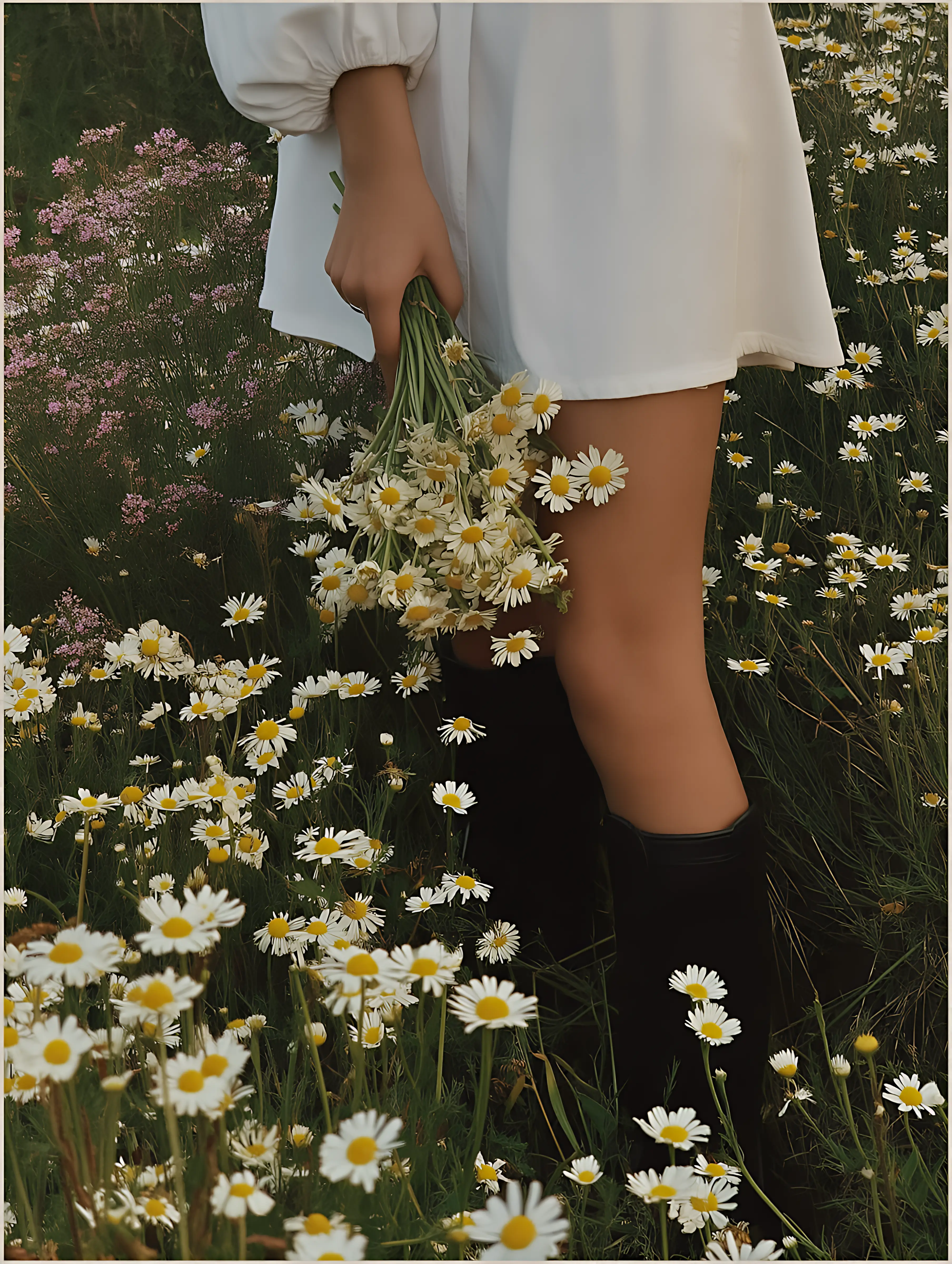 Person in flower field