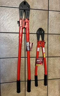 Heavy-duty bolt cutters for cutting tie wire, rebar, chain, and bolt stock.