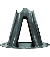 Plastic and wire rebar chairs for precise vertical rebar positioning in concrete pours.