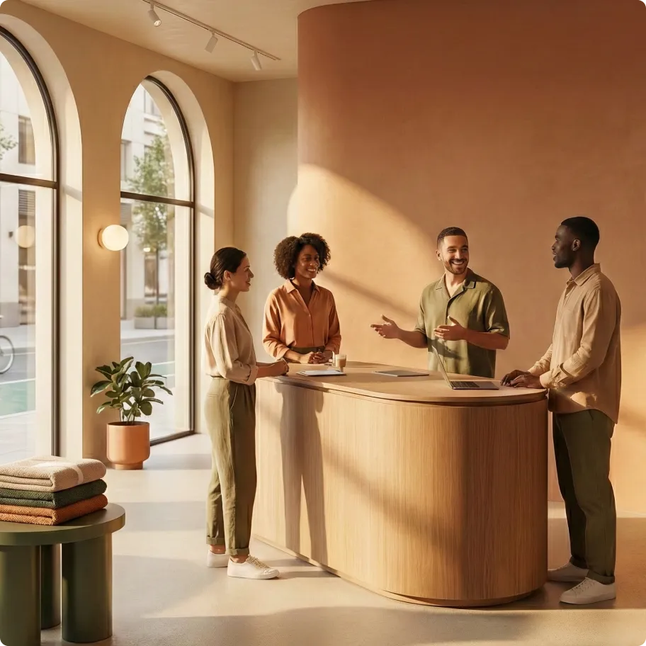 Team-standing-reception-counter