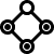 Bitcoin node icon with three connected dots in a circular outline.