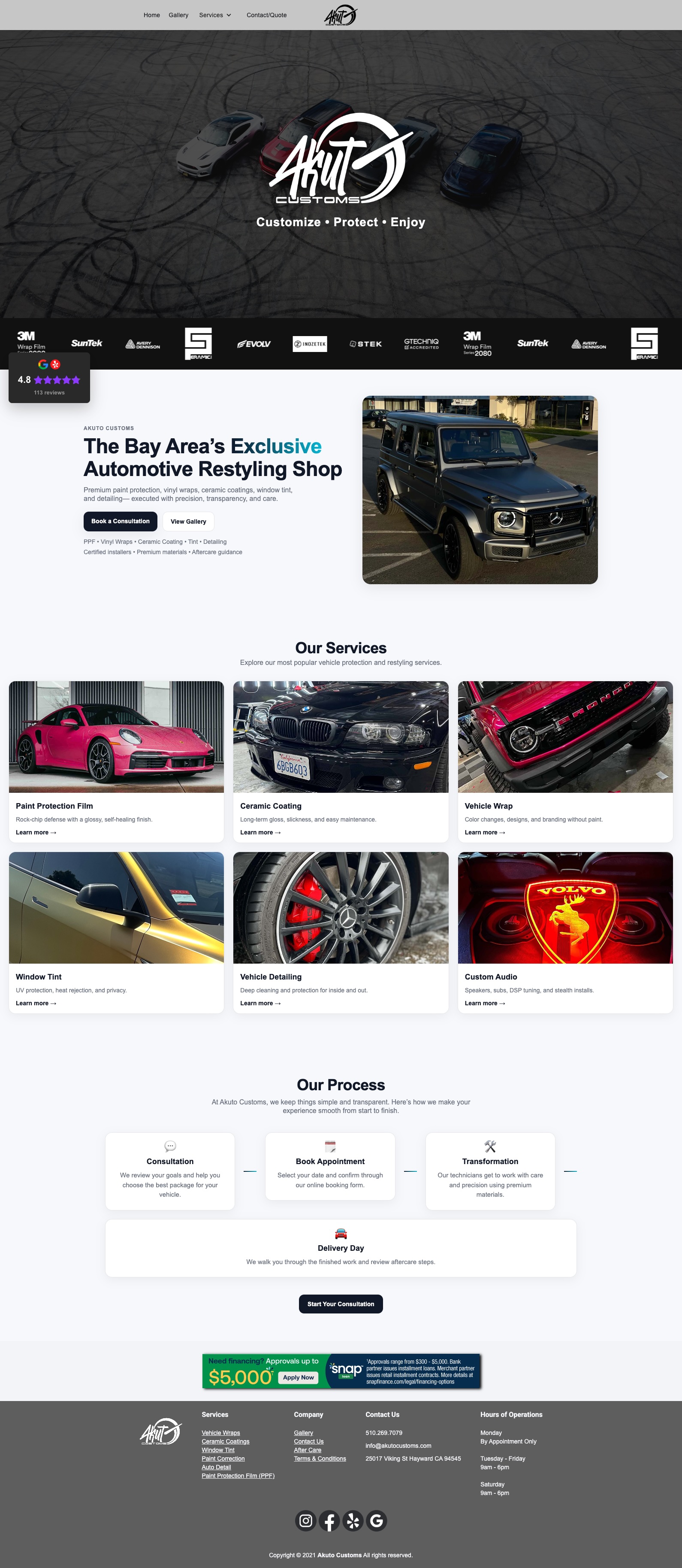 Akuto Customs website preview