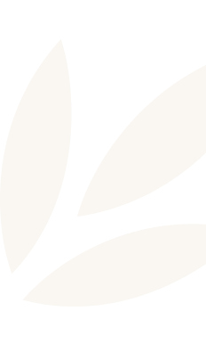 Three off-white leaf shapes on a black background positioned near the bottom left corner.