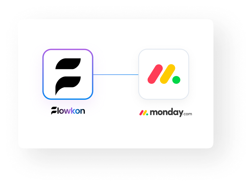 Flowkon linkedin outreach automation tool syncing lead and engagement data one way to Monday.com CRM automatically without manual work