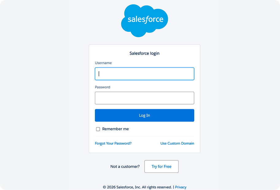 Step 2 to set up Flowkon linkedin outreach automation with Salesforce – log in to Salesforce and grant Flowkon access in one click