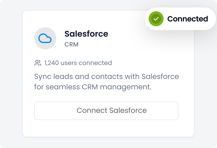 Step 1 to connect Flowkon linkedin automation software with Salesforce CRM – go to Flowkon integrations and select Salesforce from the list