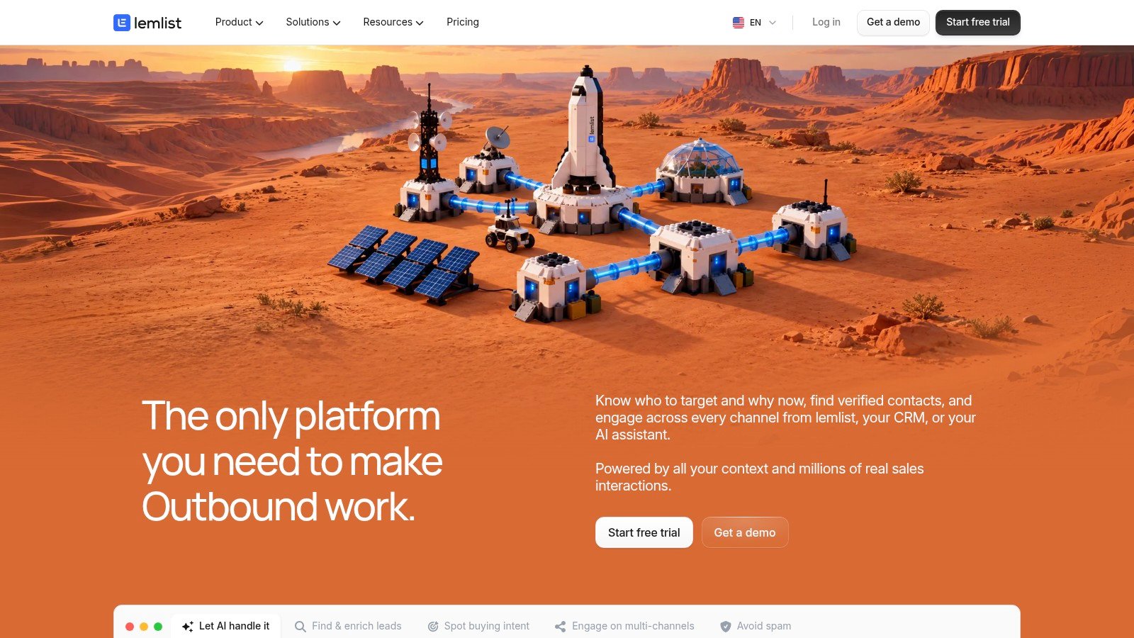 Lemlist website homepage