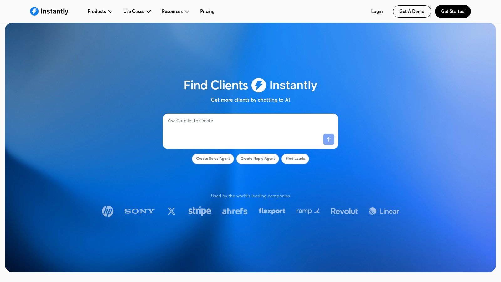 Instantly homepage screenshot
