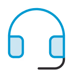 Blue over-ear headphones icon.
