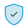 Blue shield icon with a black check mark in the center.