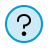 Black question mark inside a blue circle.