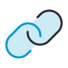 Blue chain link icon symbolizing a connection or link.