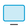 Blue square with rounded corners and a slight shadow on a white background.