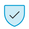 Blue shield with a black checkmark symbolizing security or verification.