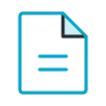 Icon of a document with a folded corner and blue text lines representing assessment or report.