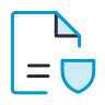 Icon of a document with a shield symbol in front, representing document security or protection.