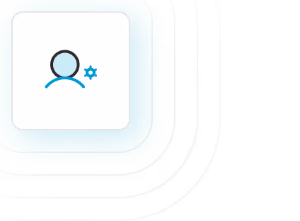 Icon of a user silhouette with a small gear symbol representing user settings.