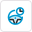 Blue icon of a person with a heart symbol inside a rounded square border.