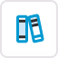 Icon of two blue binders standing side by side.
