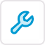 Blue wrench icon inside a rounded square with a gray border.
