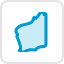 Blue map pin icon with the shape of New South Wales, Australia.