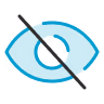 Eye icon with a diagonal line crossing it, symbolizing no visibility or hidden content.