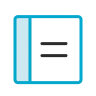 Icon of a closed book with a blue spine and three horizontal lines on the cover representing text.