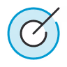 Blue circular target icon with a white center and an arrow hitting the bullseye.