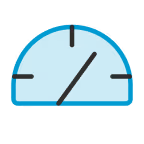 Speedometer icon showing a moderate speed level.