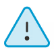 Blue triangular warning sign with an exclamation mark in the center.