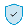 Blue shield icon with a black checkmark symbolizing safety or protection.