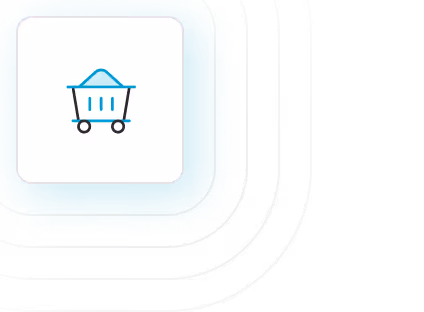Icon of a shopping cart filled with an item, representing general freight and linehaul services.